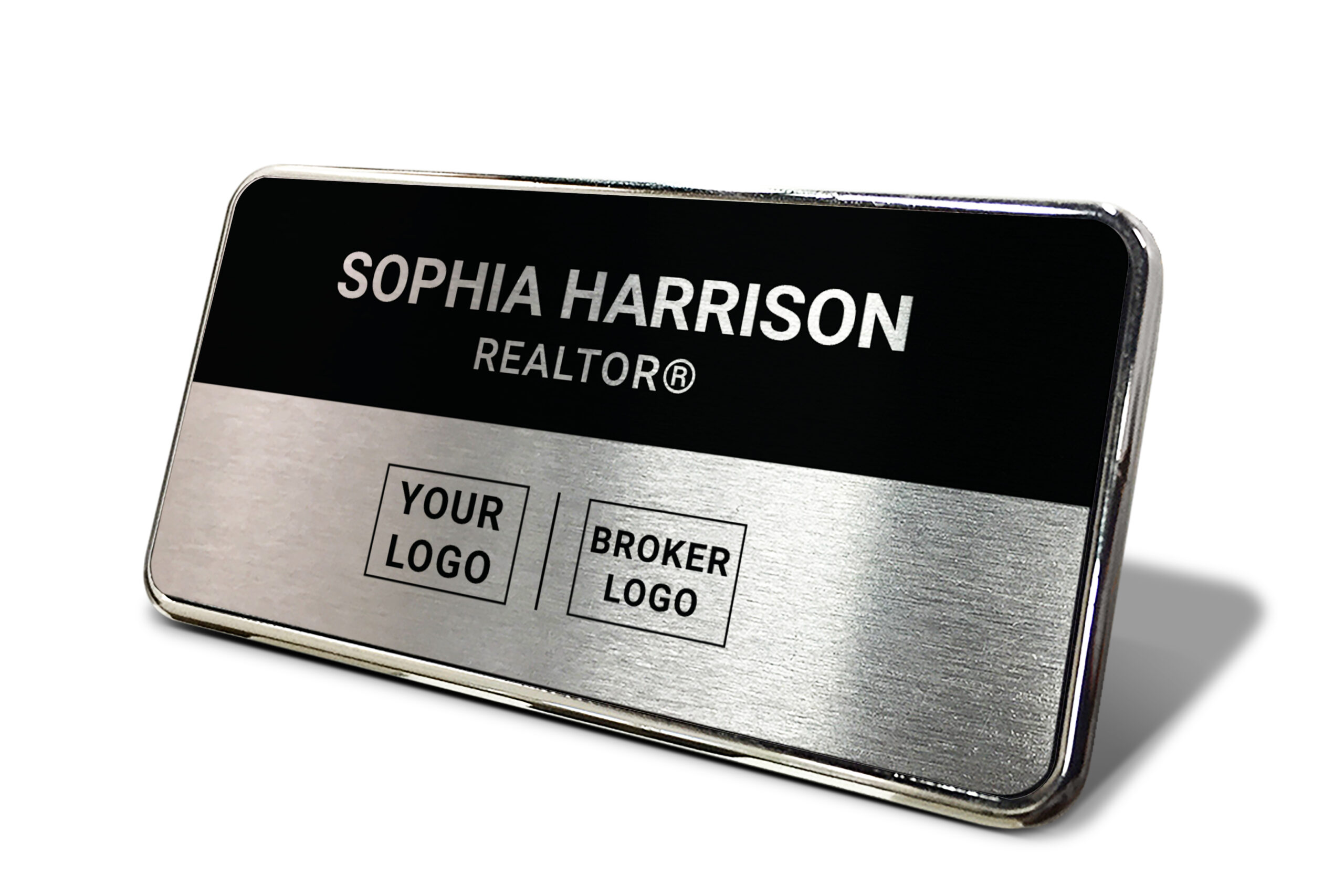 1.5x3 Black/Silver Framed Name tag (Centered) - Generic Store
